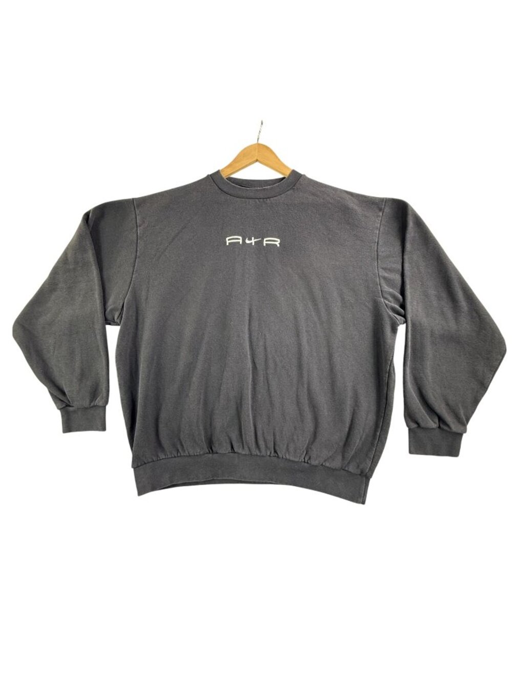 Vintage Nike Sweatshirt Mens Large Black AIR Logo Fleece Crewneck Pullover Y2K
